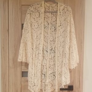Free People Cream Lace Cardigan
